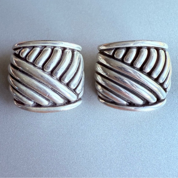 Vintage Barry Kieselstein-Cord Large Clip On Cable Sterling Silver Earri… - Picture 1 of 13